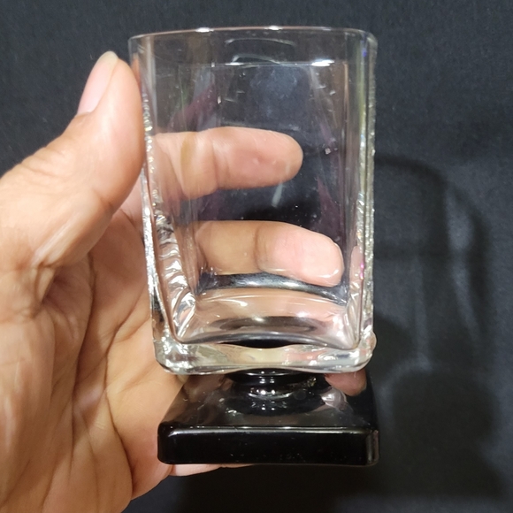 Vtg Set of 4 Di Saronno Amethyst Black Square Footed Cocktail Glasses - Picture 4 of 5